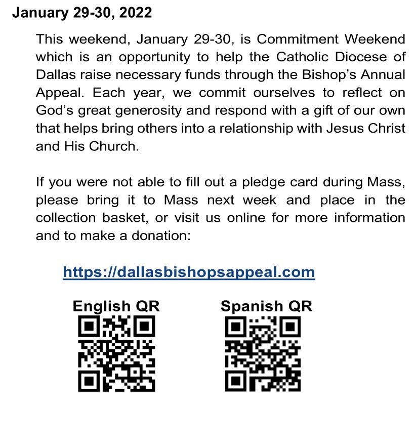 Bishops Annual Appeal Commitment Weekend