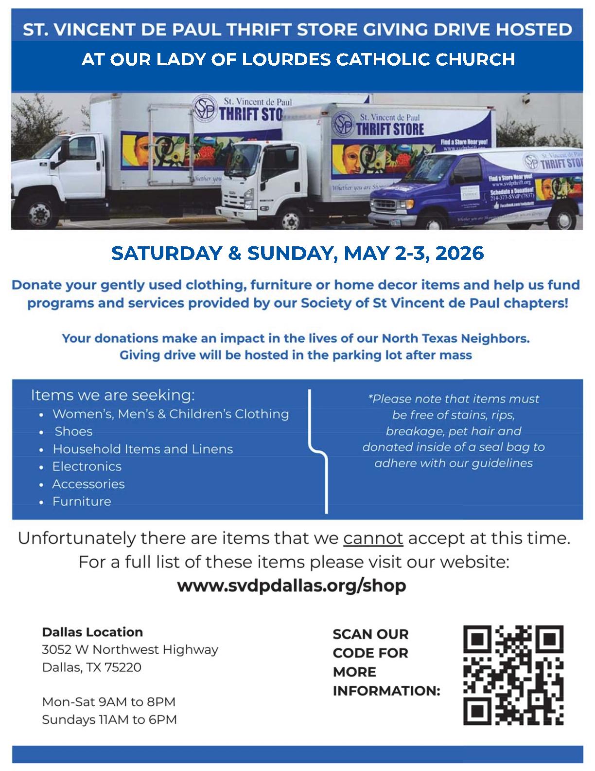 St Vincent de Paul donations